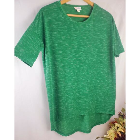 LulaRoe XXS Irma Top Solid Heathered Green Shirt Loose High Low Tunic Women Size - Picture 6 of 10